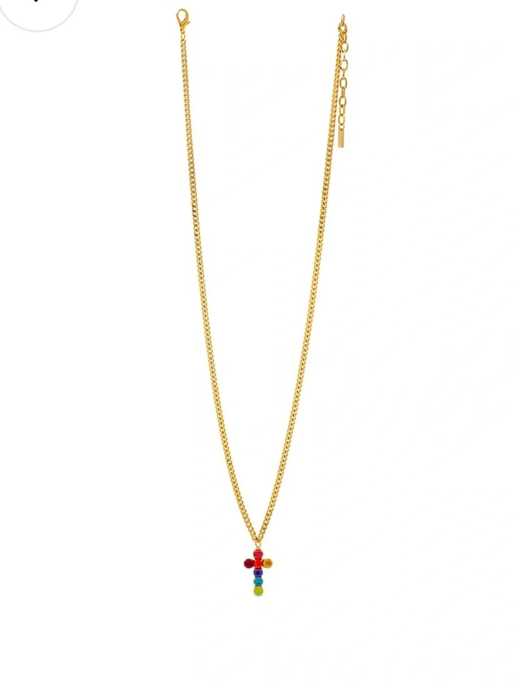 TOVA Cross in pink Multicolor Crystals Necklace.